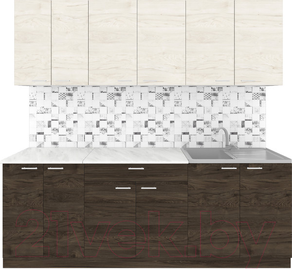 Изображение товара Кухонный гарнитур Агута Альфа 2.2 (дуб темный/дуб светлый/этория)