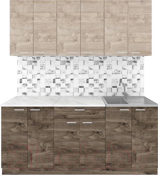 Изображение товара Кухонный гарнитур Агута Альфа 1.8/60 (дуб эспрессо/дуб винтажный/этория)