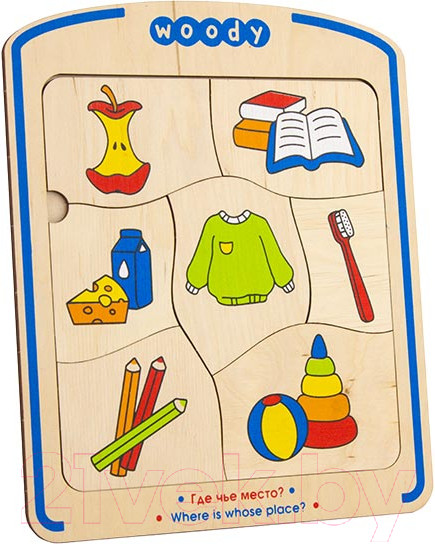 Изображение товара Развивающая игрушка Woody Рамка-вкладыш Где чье место / 03182