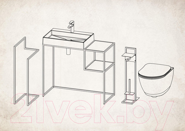 Изображение товара Стойка для туалетной бумаги Deante Mokko Nero с полкой ADM_N242 (черный)