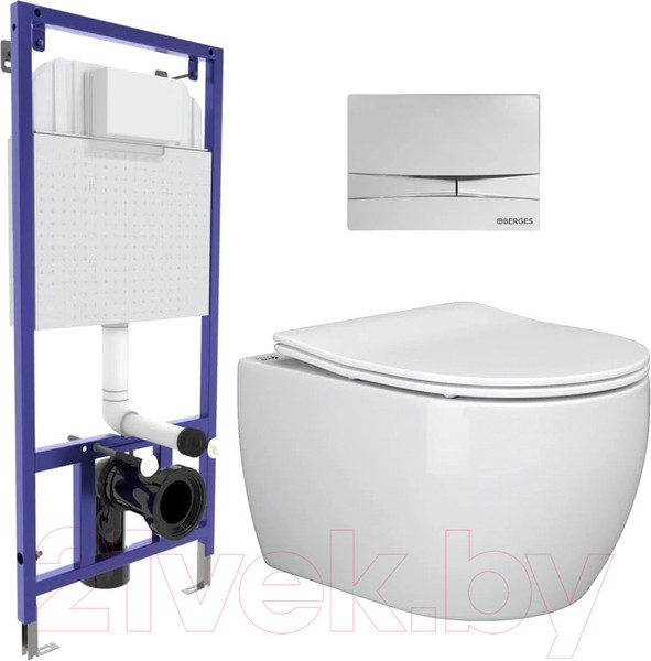 Изображение товара Унитаз подвесной с инсталляцией Ceramica Nova Rimless CN3001 + F3 040253