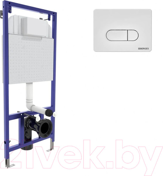 Изображение товара Унитаз подвесной с инсталляцией Ceramica Nova Rimless CN3001 + 040231 + кнопка D1