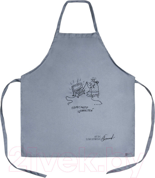 Изображение товара Фартук для творчества Феникс+ Варя размышляет / 60010 (серый)