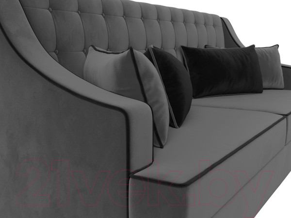 Изображение товара Диван Лига Диванов Марк 258 (велюр серый/кант черный)