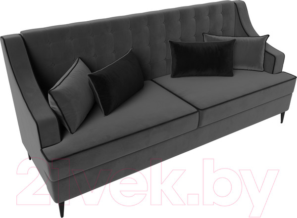 Изображение товара Диван Лига Диванов Марк 258 (велюр серый/кант черный)