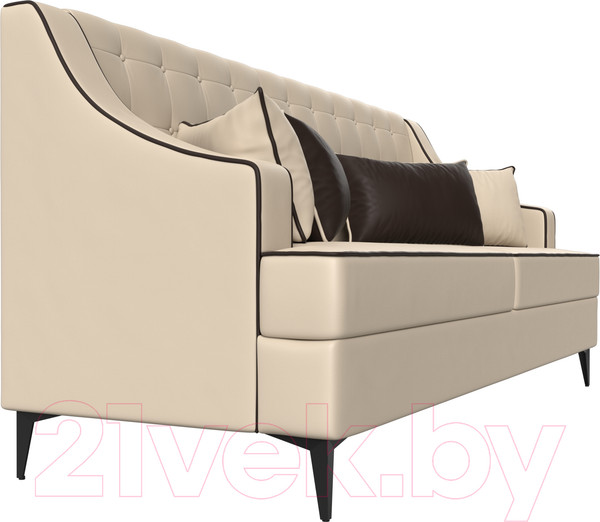 Изображение товара Диван Лига Диванов Марк 258 / 111919 (экокожа бежевый/кант коричневый)