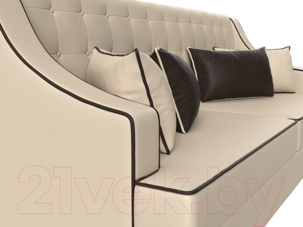 Изображение товара Диван Лига Диванов Марк 258 / 111919 (экокожа бежевый/кант коричневый)