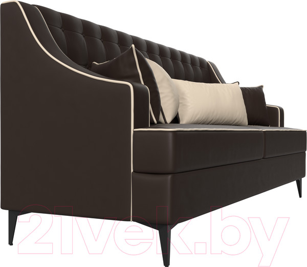 Изображение товара Диван Лига Диванов Марк 258 / 111921 (экокожа коричневый/кант бежевый)