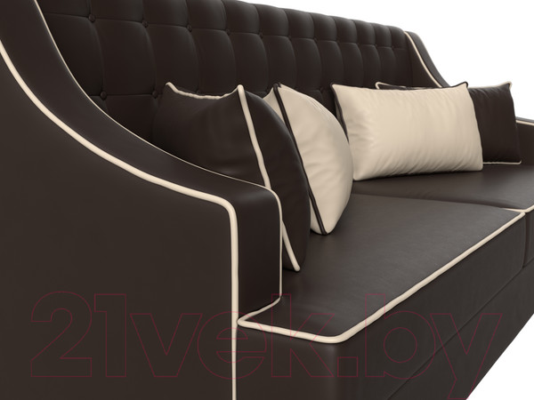 Изображение товара Диван Лига Диванов Марк 258 / 111921 (экокожа коричневый/кант бежевый)