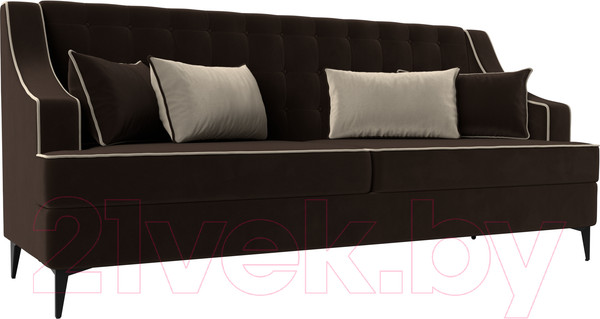 Изображение товара Диван Лига Диванов Марк 258 (микровельвет коричневый/кант бежевый)