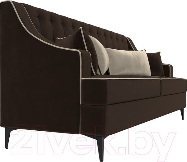 Изображение товара Диван Лига Диванов Марк 258 (микровельвет коричневый/кант бежевый)