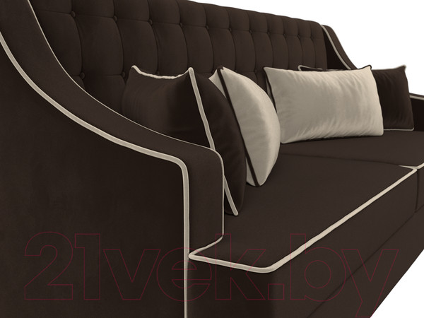 Изображение товара Диван Лига Диванов Марк 258 (микровельвет коричневый/кант бежевый)