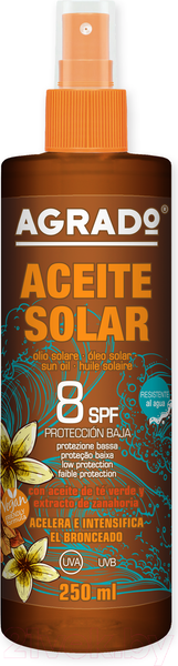 Изображение товара Масло для загара Agrado Солнцезащитное Sun Oil SPF8 (250мл)