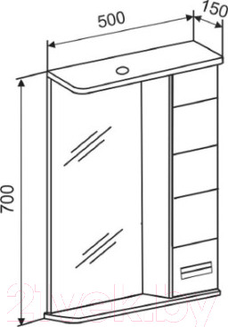 Изображение товара Шкаф с зеркалом для ванной Doratiz Вега 50 R / 2711.111