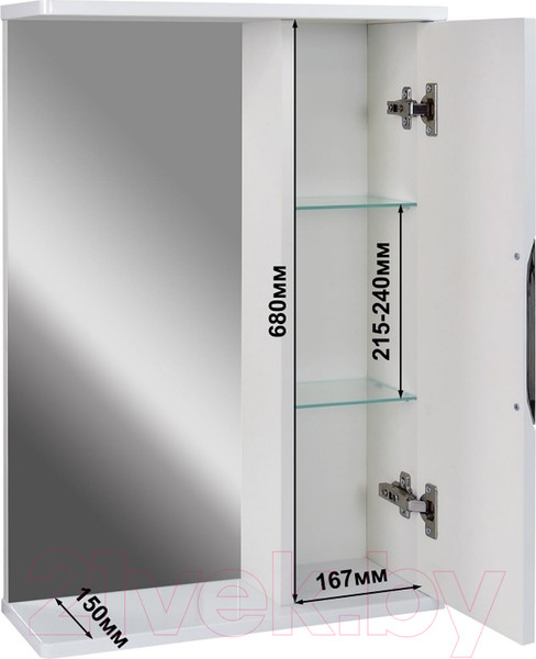 Изображение товара Шкаф с зеркалом для ванной Doratiz Афина 50 / 2711.700