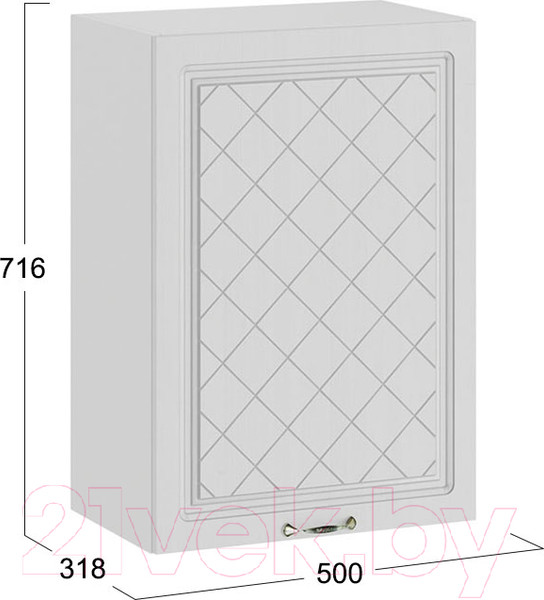 Изображение товара Шкаф навесной для кухни ТриЯ Бьянка 1В5 (белый/дуб белый)