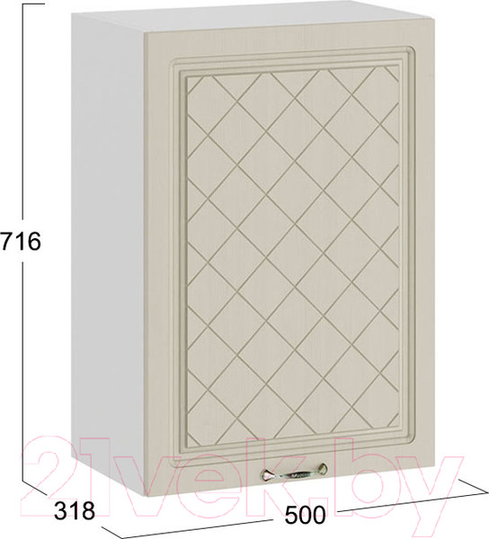 Изображение товара Шкаф навесной для кухни ТриЯ Бьянка 1В5 (белый/дуб ваниль)