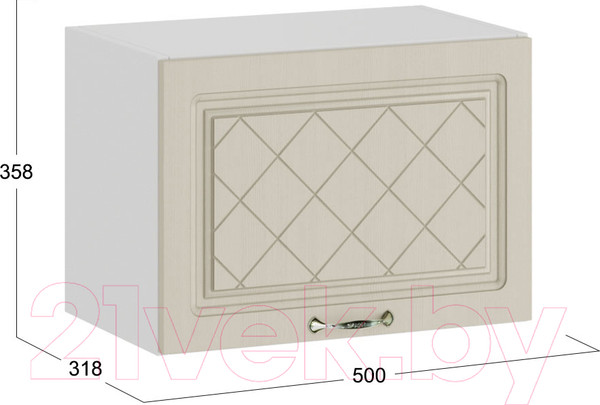 Изображение товара Шкаф навесной для кухни ТриЯ Бьянка 1В5Г (белый/дуб ваниль)