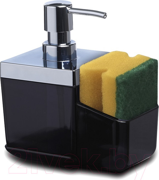 Изображение товара Дозатор моющего средства с подставкой для губки Primanova M-E51-25 (черный)