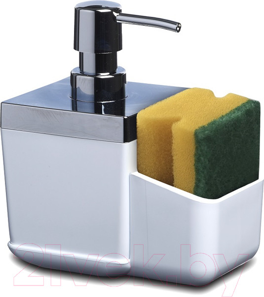 Изображение товара Дозатор моющего средства с подставкой для губки Primanova M-E51-01 (белый)