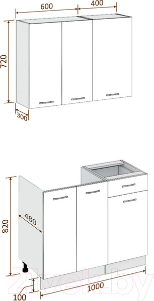 Изображение товара Кухонный гарнитур Кортекс-мебель Корнелия Лира-лайт 1.0м без столешницы (дуб сонома/венге)