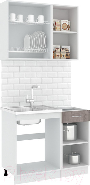 Изображение товара Кухонный гарнитур Кортекс-мебель Корнелия Лира-лайт 1.0м без столешницы (капучино/оникс)