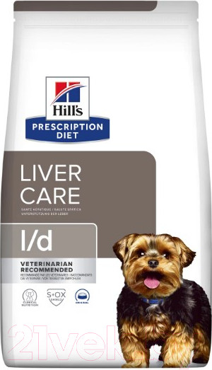 Изображение товара Сухой ветеринарный корм для собак Hill's Prescription Diet Liver Care l/d / 605844 (4кг)