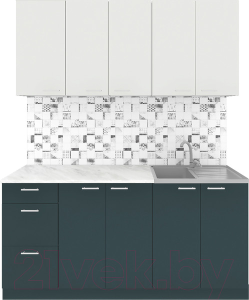 Изображение товара Кухонный гарнитур Агута Альфа 1.6/60 (бензин/холодный серый/этория)