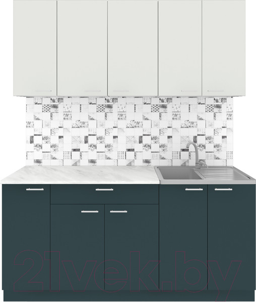 Изображение товара Кухонный гарнитур Агута Альфа 1.7 (бензин/холодный серый/этория)