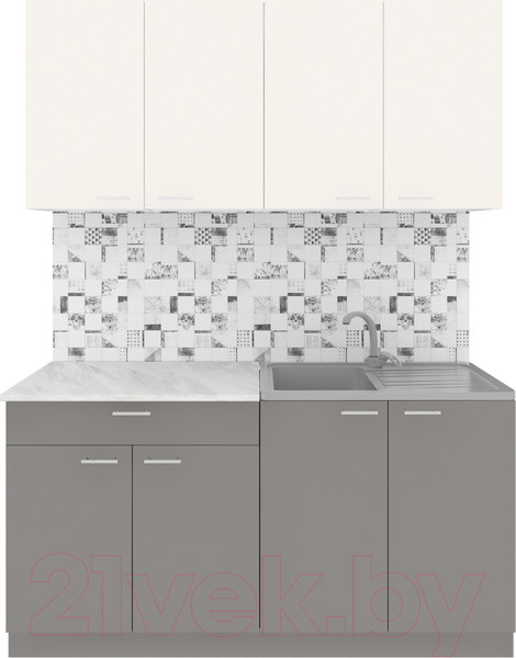 Изображение товара Кухонный гарнитур Агута Альфа 1.6 (глиняный серый/сатин/этория)