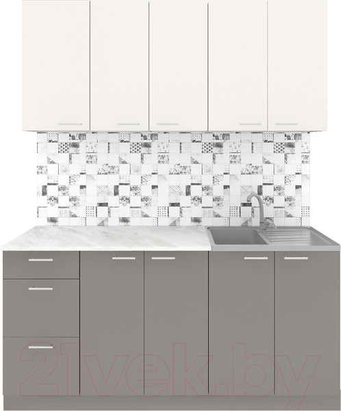 Изображение товара Кухонный гарнитур Агута Альфа 1.6/60 (глиняный серый/сатин/этория)