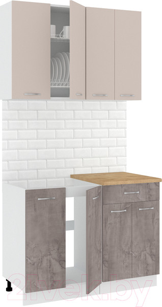 Изображение товара Кухонный гарнитур Кортекс-мебель Корнелия Лира-лайт 1.1м (капучино/оникс/дуб бунратти)