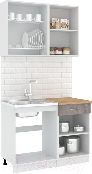 Изображение товара Кухонный гарнитур Кортекс-мебель Корнелия Лира-лайт 1.1м (капучино/оникс/дуб бунратти)