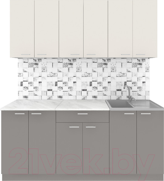 Изображение товара Кухонный гарнитур Агута Альфа 1.8/60 (глиняный серый/сатин/этория)