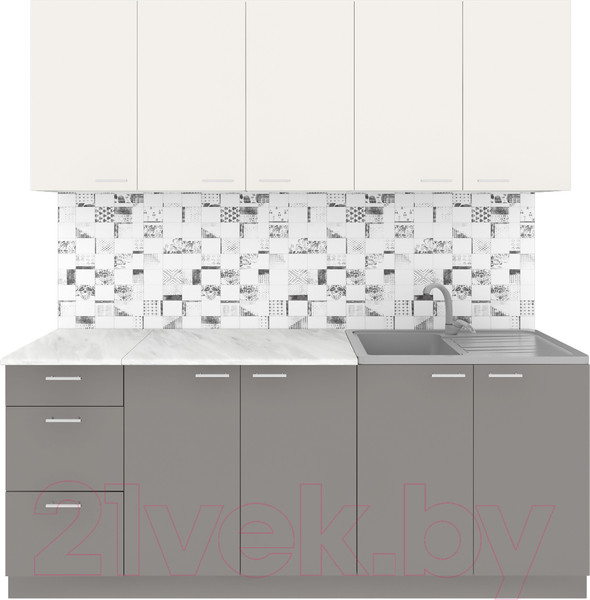 Изображение товара Кухонный гарнитур Агута Альфа 2.0 (глиняный серый/сатин/этория)