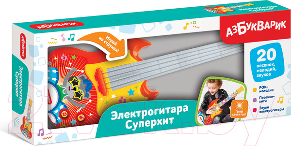 Изображение товара Музыкальная игрушка Азбукварик Электрогитара Суперхит / 3159В (красный)