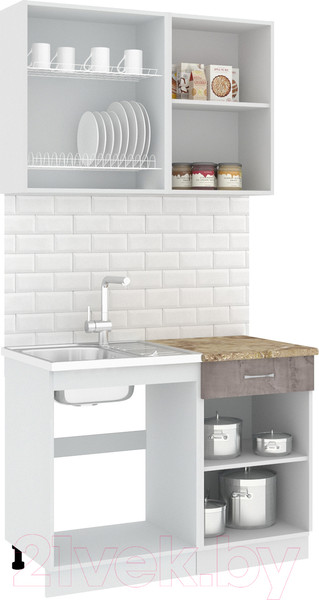 Изображение товара Кухонный гарнитур Кортекс-мебель Корнелия Лира-лайт 1.1м (капучино/оникс/мадрид)
