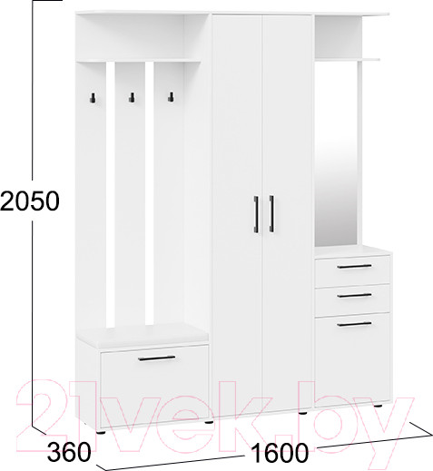 Изображение товара Секция в прихожую ТриЯ Витра тип 2 (белый ясень)