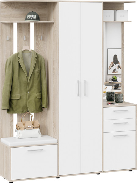 Изображение товара Секция в прихожую ТриЯ Витра тип 2 (дуб сонома/белый ясень)