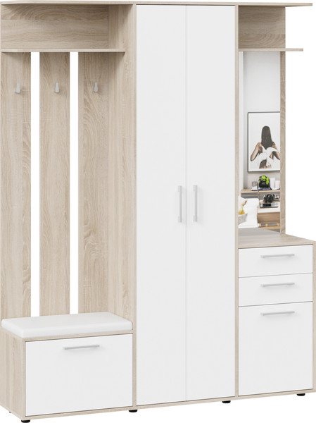 Изображение товара Секция в прихожую ТриЯ Витра тип 2 (дуб сонома/белый ясень)