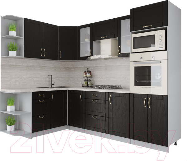 Изображение товара Кухонный гарнитур Интерлиния Мила Крафт 1.68x2.6 левая (дуб английский)