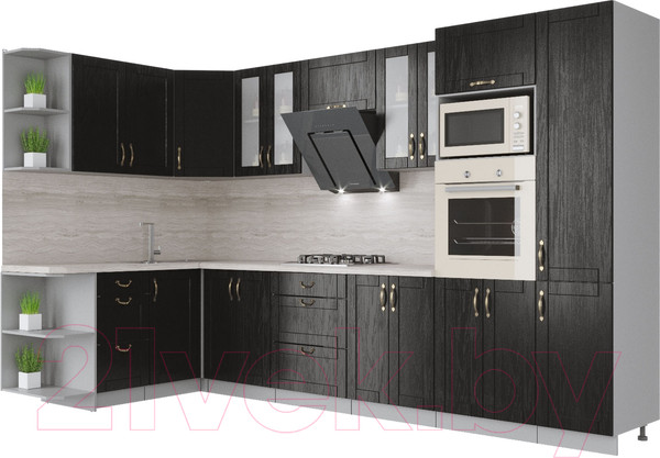 Изображение товара Кухонный гарнитур Интерлиния Мила Крафт 1.68x3.4 левая (дуб английский)