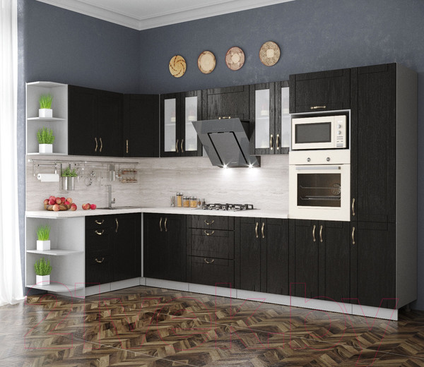 Изображение товара Кухонный гарнитур Интерлиния Мила Крафт 1.68x3.4 левая (дуб английский)