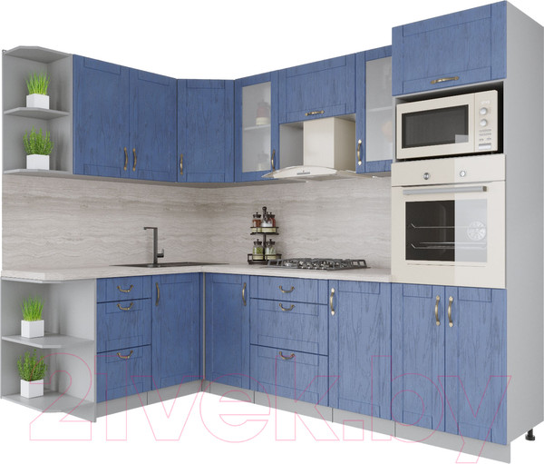Изображение товара Кухонный гарнитур Интерлиния Мила Крафт 1.68x2.6 левая (дуб лазурный)