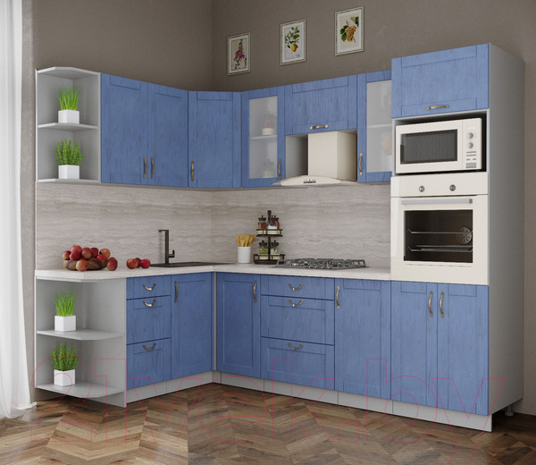 Изображение товара Кухонный гарнитур Интерлиния Мила Крафт 1.68x2.6 левая (дуб лазурный)