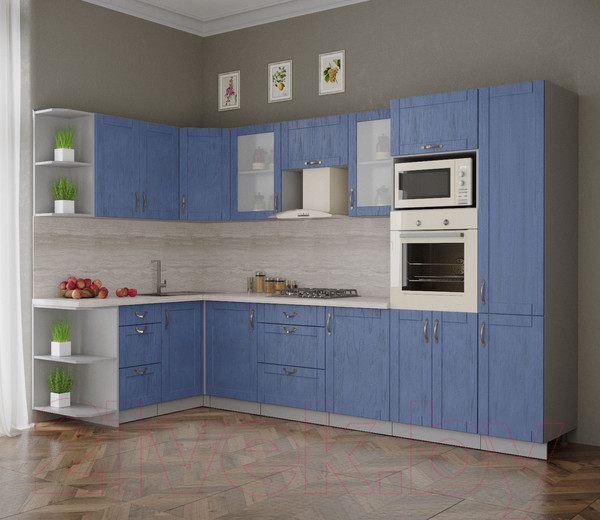Изображение товара Кухонный гарнитур Интерлиния Мила Крафт 1.68x3.2 левая (дуб лазурный)