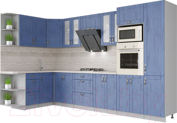 Изображение товара Кухонный гарнитур Интерлиния Мила Крафт 1.68x3.4 левая (дуб лазурный)