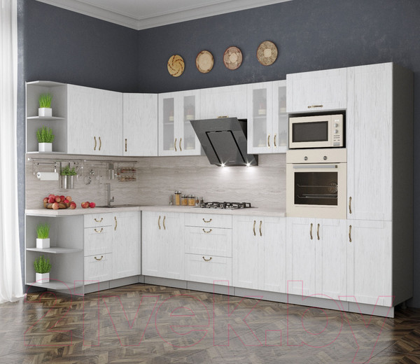 Изображение товара Кухонный гарнитур Интерлиния Мила Крафт 1.68x3.4 левая (дуб полярный)