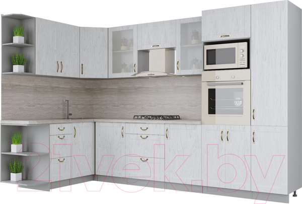 Изображение товара Кухонный гарнитур Интерлиния Мила Крафт 1.68x3.2 левая (дуб полярный)