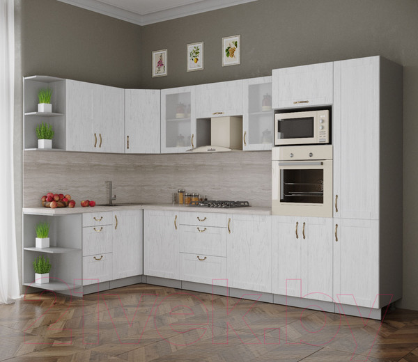 Изображение товара Кухонный гарнитур Интерлиния Мила Крафт 1.68x3.2 левая (дуб полярный)